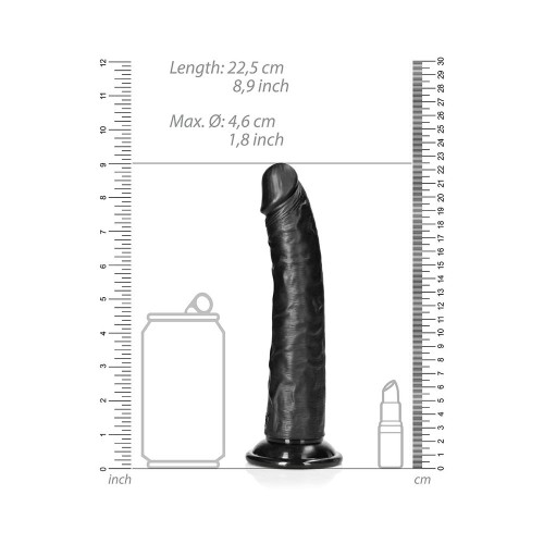 RealRock Slim Dildo with Suction Cup Black