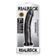 RealRock Curved Dildo with Suction Cup Black - Pleasure Tool