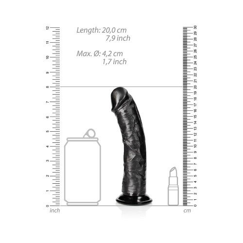 RealRock Curved Dildo with Suction Cup Black - Pleasure Tool