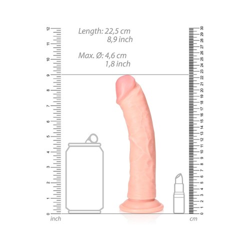 RealRock 8 in. Curved Dildo with Suction Cup Beige