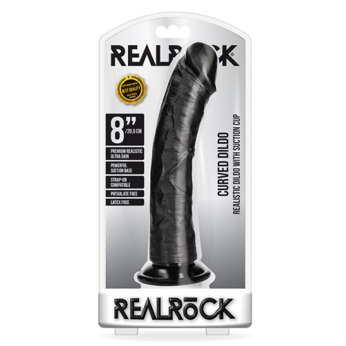 Dildo Curvado RealRock con Ventosa - Negro