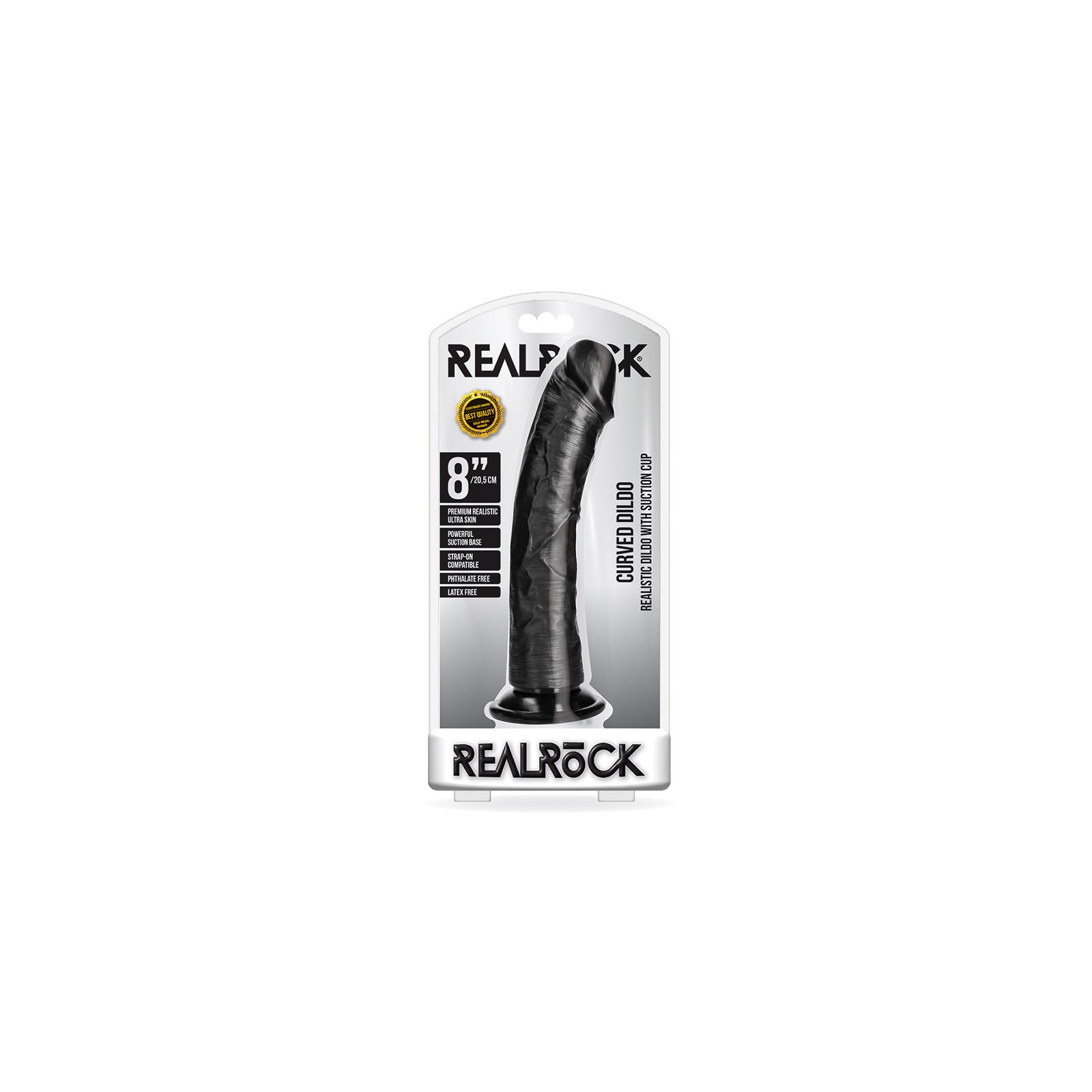 RealRock Curved Dildo with Suction Cup - Black