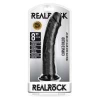 RealRock Curved Dildo with Suction Cup - Black