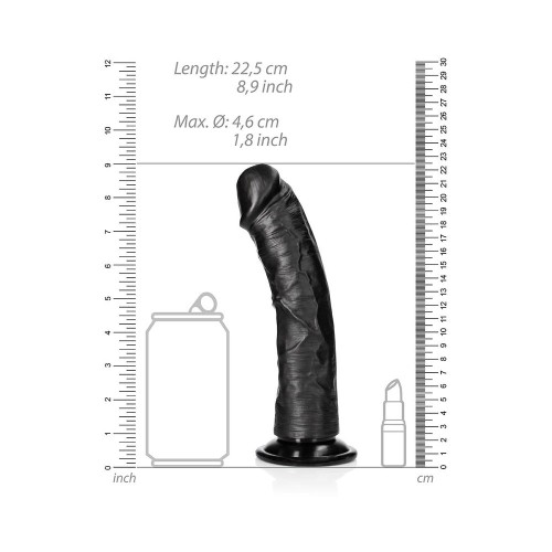 Dildo Curvado RealRock con Ventosa - Negro