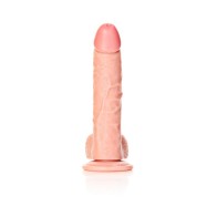 Dildo Curvado RealRock de 8 in. con Testículos y Ventosa Beige