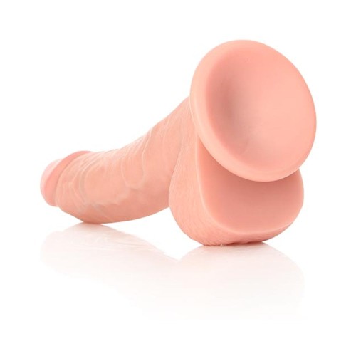 Dildo Curvado RealRock de 8 in. con Testículos y Ventosa Beige