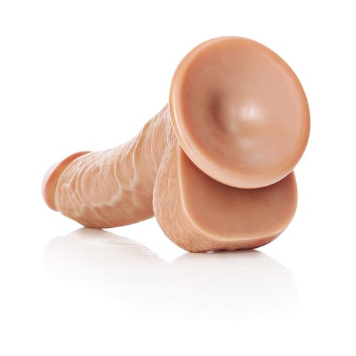 Dildo Curvado RealRock de 8 in. con Bolas y Ventosa