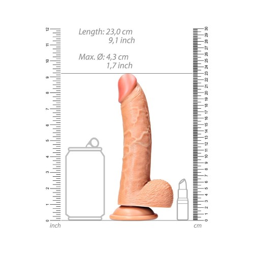 Dildo Curvado RealRock de 8 in. con Bolas y Ventosa