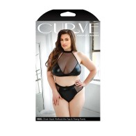 Conjunto de Sujetador y Tanga Wetlook con Cadena Fantasy Lingerie Curve Rebel Negro XL/2XL