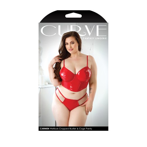 Fantasy Lingerie Curve Carmen Wetlook Bustier Set Red