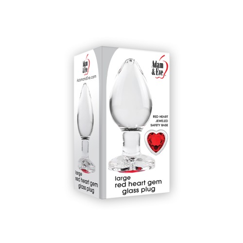 Adam & Eve Glass Anal Plug Red Gem Base Large