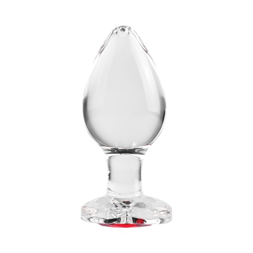 Adam & Eve Glass Anal Plug Red Gem Base Large