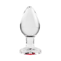 Adam & Eve Glass Anal Plug Red Gem Base Large