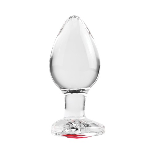 Adam & Eve Glass Anal Plug Red Gem Base Large