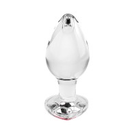 Adam & Eve Glass Anal Plug Red Gem Base Large