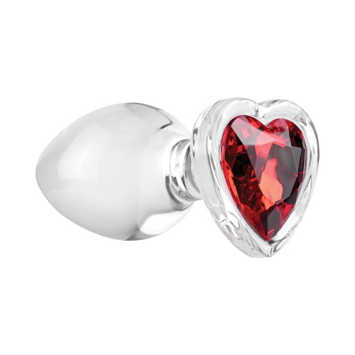 Adam & Eve Glass Anal Plug Red Gem Base Large