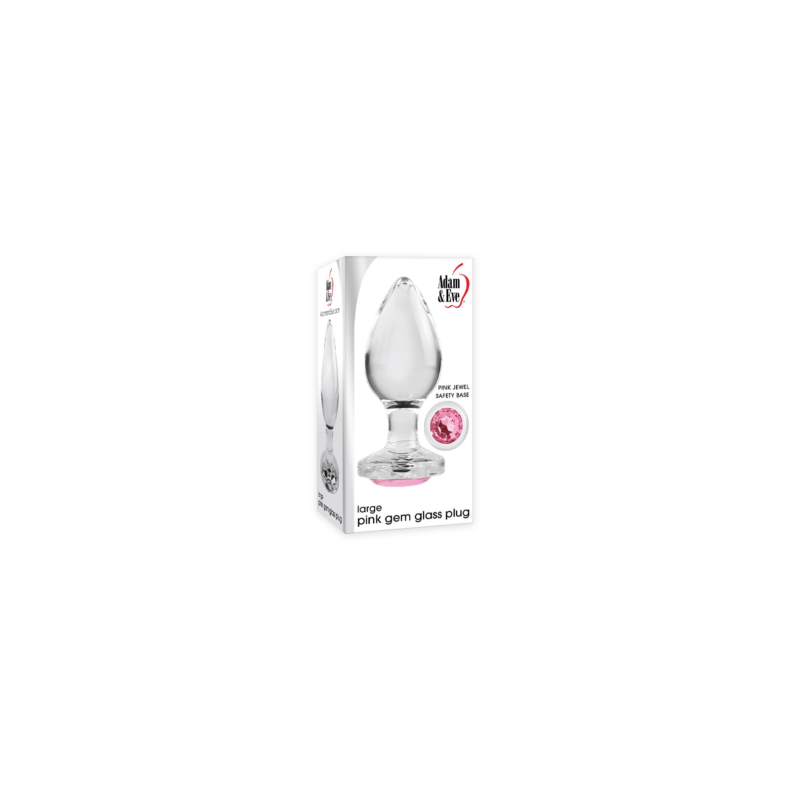 Plug Anal de Vidrio Grande Adam & Eve con Base de Piedra Rosa