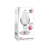 Plug Anal de Vidrio Grande Adam & Eve con Base de Piedra Rosa