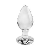 Adam & Eve Glass Anal Plug Large with Pink Gemstone