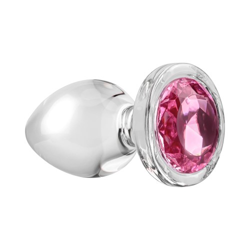 Adam & Eve Glass Anal Plug Large with Pink Gemstone