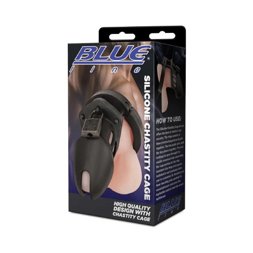 Blue Line Silicone Chastity Cage for Comfort