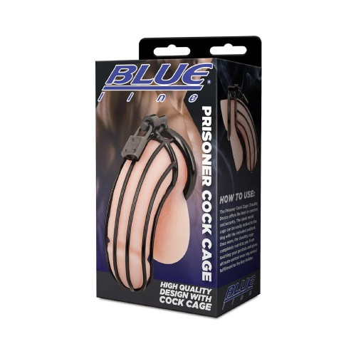 Blue Line Prisoner Cock Cage Black