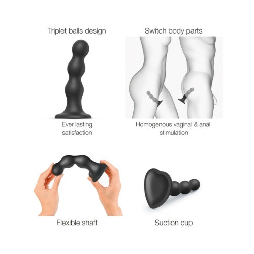 Strap-On-Me Hybrid Dildo Plug Balls - Black S