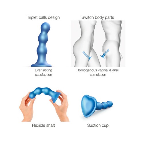 Strap-On-Me Hybrid Silicone Dildo Plug Balls Blue