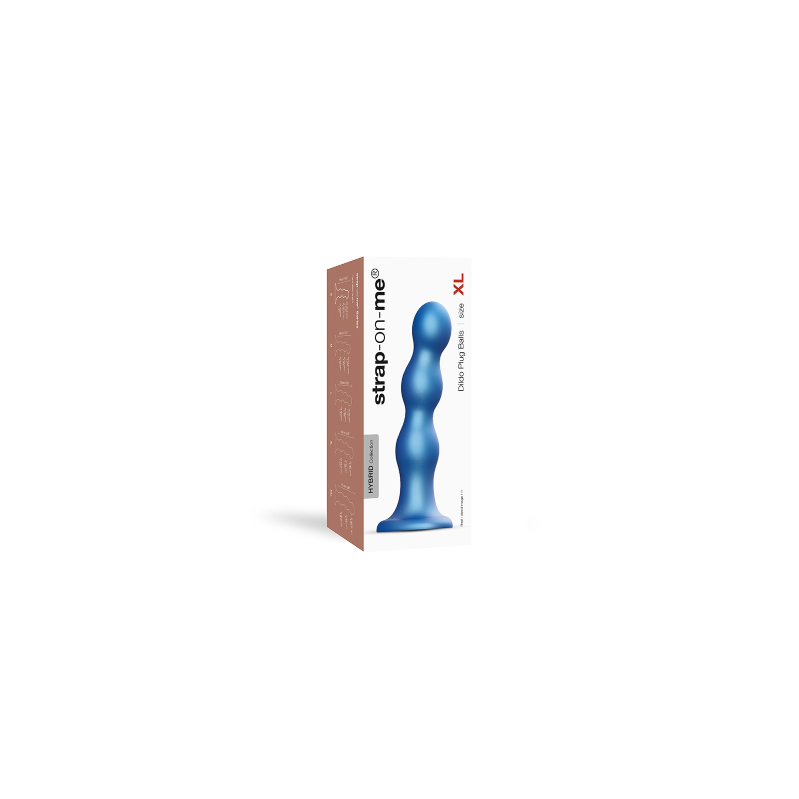 Dildo Plug Balls Híbrido de Silicona Strap-On-Me Azul Metálico XL