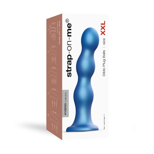 Strap-On-Me Hybrid Silicone Dildo Plug Balls - Metallic Blue XXL