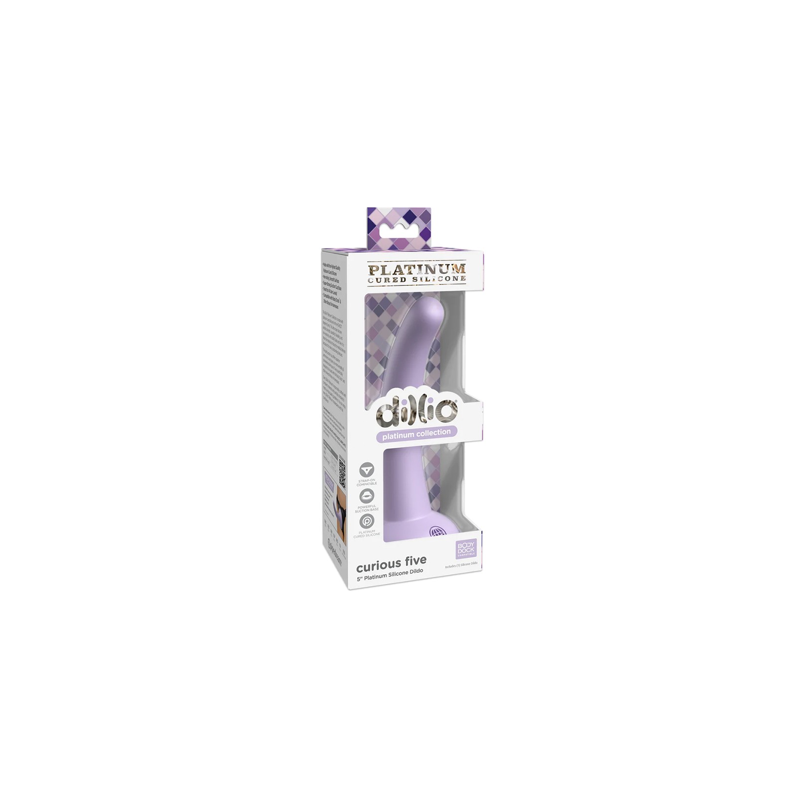 Dildo de Silicona Dillio Platinum Collection Curious Five de 5 in. Morado