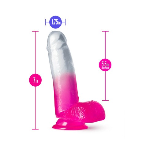 Dildo con Testículos B Yours Sugar Magnolia de 7 in. Fucsia