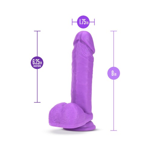 Neo Dildo de Densidad Dual de 8 in. con Bolas Púrpura Neón