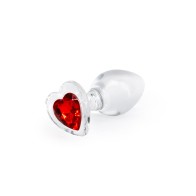 Crystal Desires Red Heart Gem Glass Plug Medium - Passionate Play