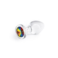 Plug de Vidrio con Gemas de Arcoiris