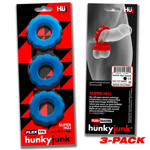 Hunkyjunk SuperHuj Anillos de Pene Elásticos Paquete de 3