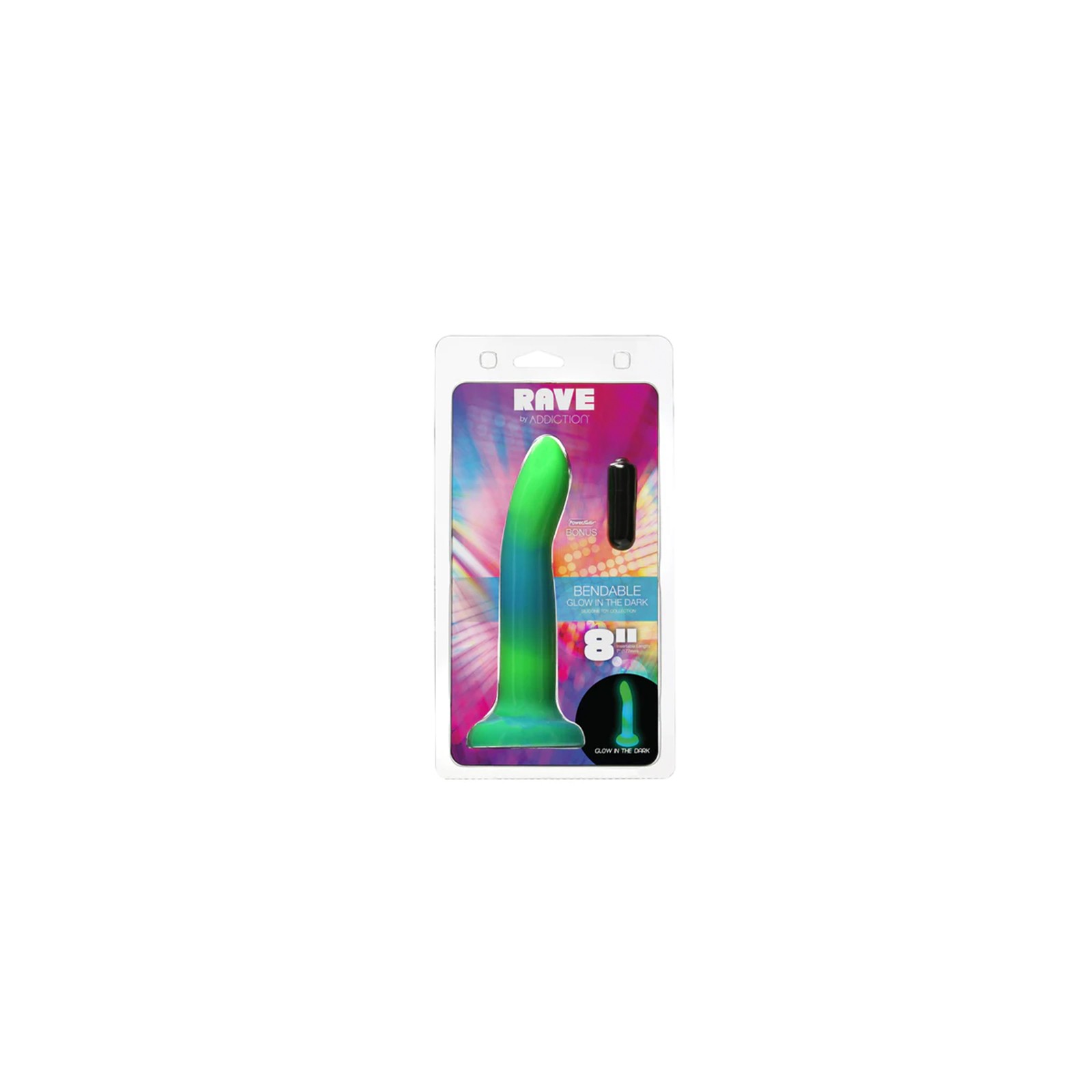 Addiction Rave Bendable Silicone Dildo - Glow in the Dark