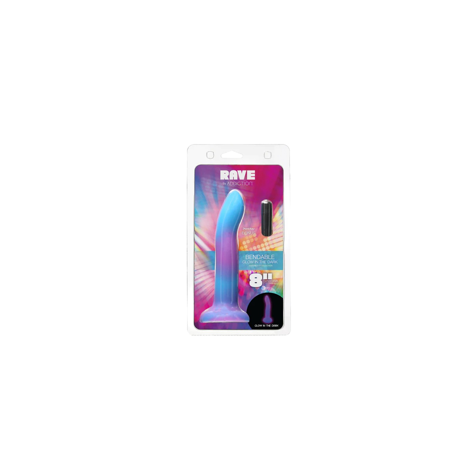 Dildo Rave que Brilla en la Oscuridad de 8 in. Addiction