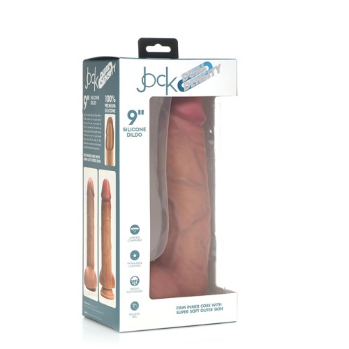 Dildo de Silicona de Densidad Dual Curve Toys Jock de 9" con Bolas y Ventosa Clara