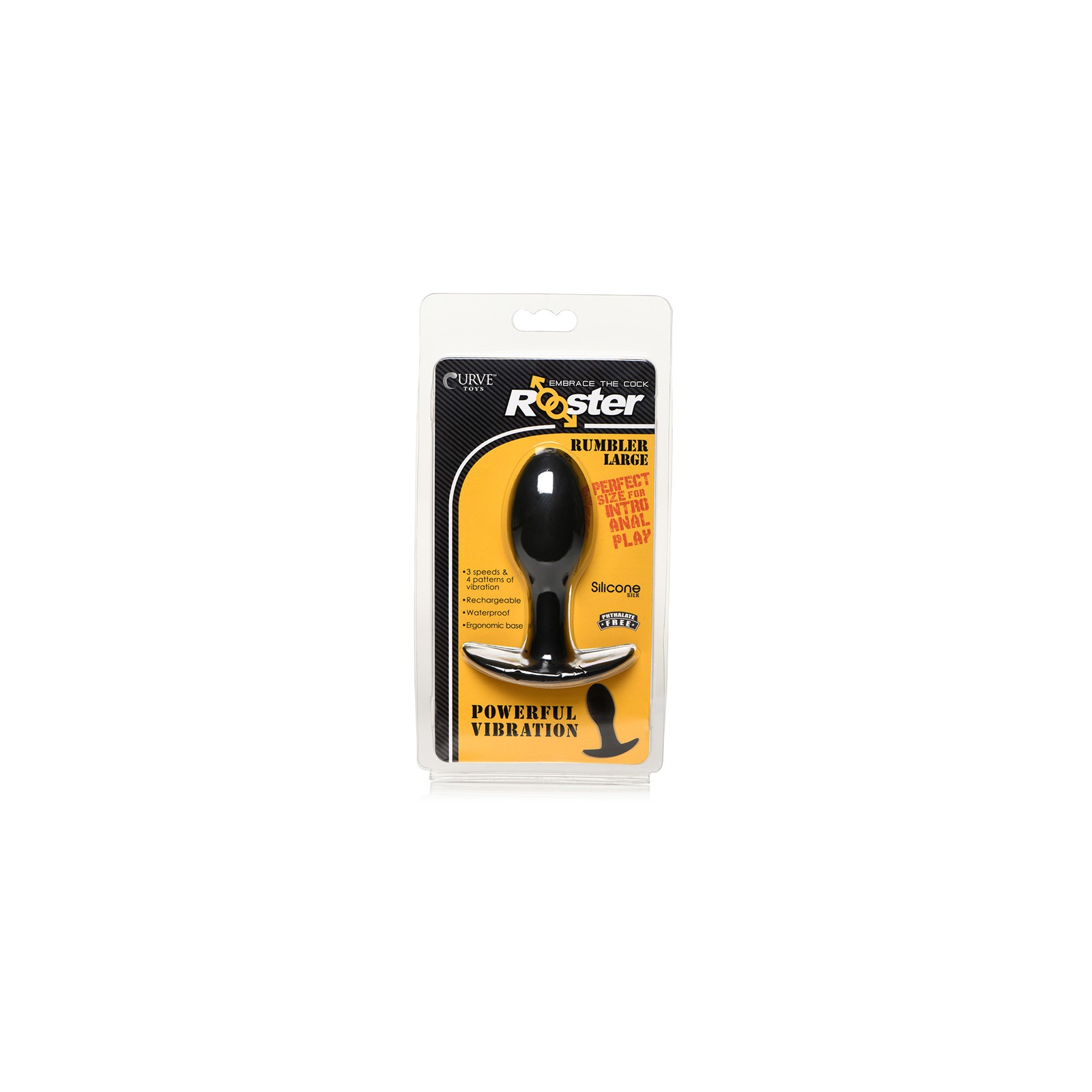 Curve Toys Rooster Rumbler Vibrating Anal Plug - Large Black