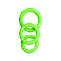 Ouch! Glow in the Dark Silicone Cockring Set - 3 Pieces