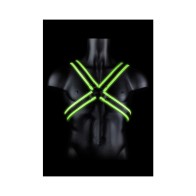 Ouch! Glow in the Dark Cross Harness Neon Green L/XL for Ultimate Bondage Fun