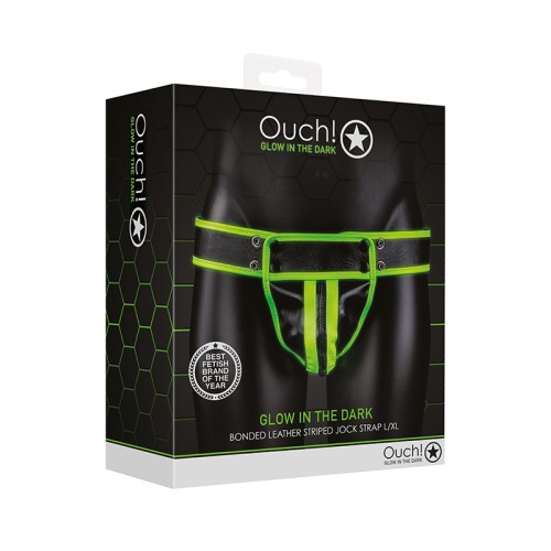 Jock Strap Rayado Glow in the Dark L/XL de Ouch! para Juegos de Bondage