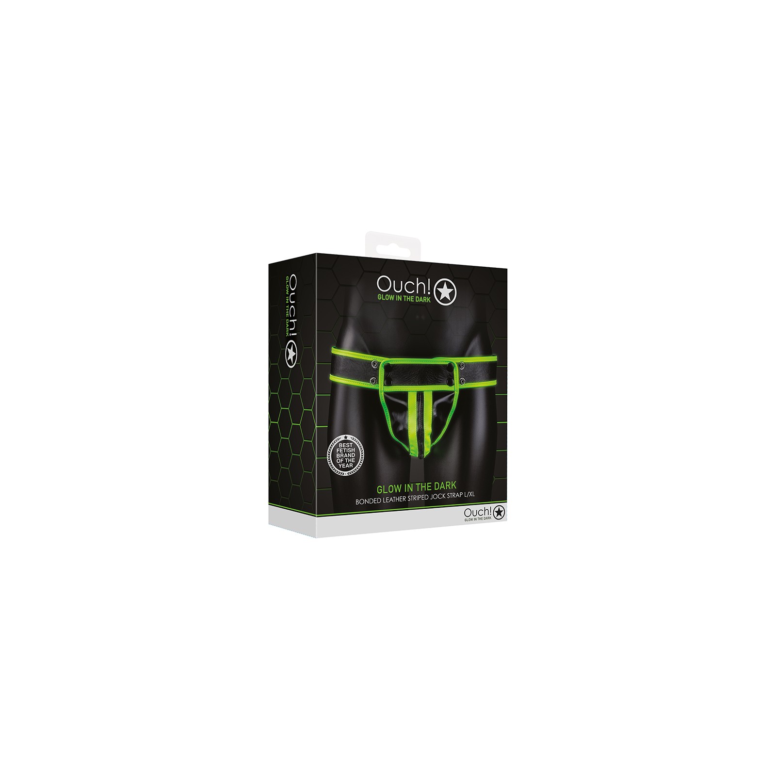 Jock Strap Rayado Glow in the Dark L/XL de Ouch! para Juegos de Bondage