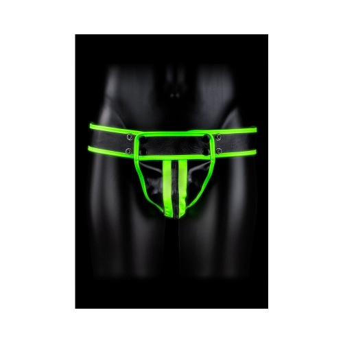 Ouch! Glow in the Dark Striped Jock Strap L/XL for Bondage Play