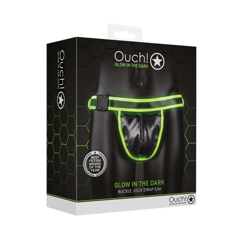 Ouch! Glow in the Dark Buckle Jock Strap Neon Green S/M