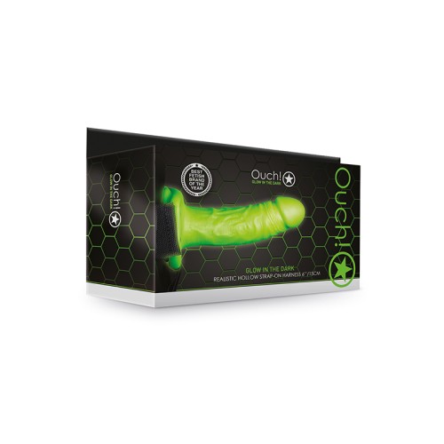 Ouch! Glow in the Dark Hollow Strap-On Neon Green