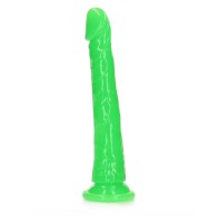 Dildo Fino que Brilla en la Oscuridad RealRock 11 in. - Verde Neón