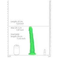 RealRock Glow in the Dark Slim 11 in. Dildo - Neon Green