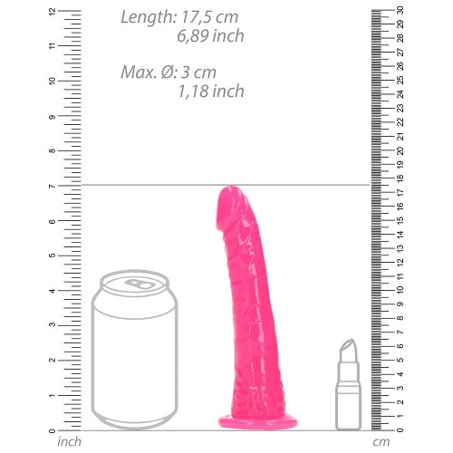 RealRock Dildo Slim Brilla en la Oscuridad Rosa Neón